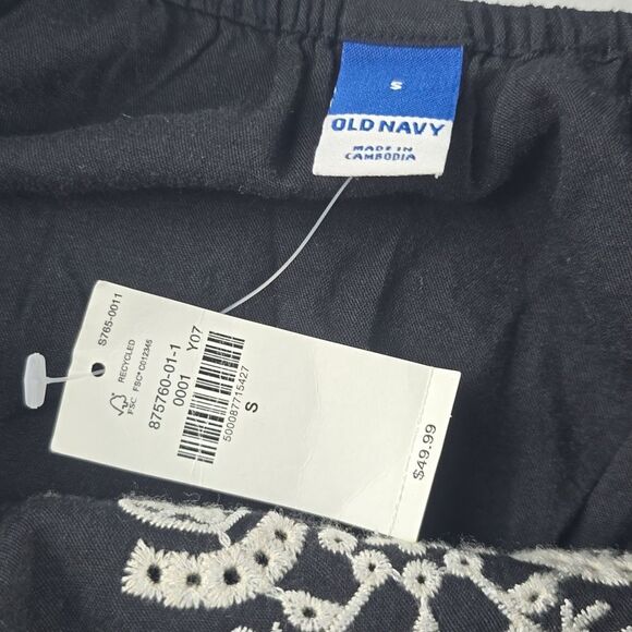 Old Navy -716‎ NWT Black Waist-Defined Flutter-Sleeve Tie-Back Mini Dress Small - Picture 5 of 12